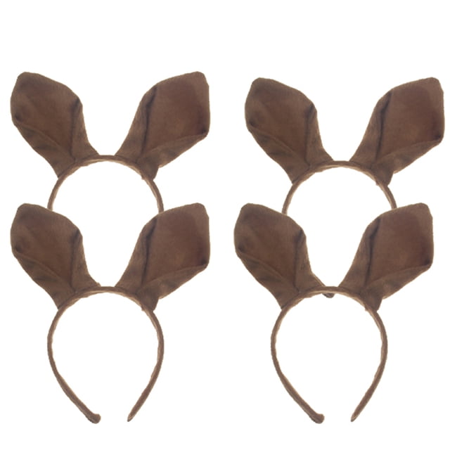 KAKOWELY 4 diademas de orejas de canguro de peluche para disfraz de cosplay, suministros para fiesta de Halloween (marrón)