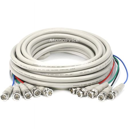 UPC: 0844660005742 | Monoprice RGB Video Cable – 25 Feet – White | 5 BNC Male to 5 BNC Male