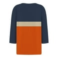 thumbnail image 5 of JULMCOMO 3/4 Sleeve T Shirts for Women Dressy Casual V Neck Button down T Shirts Summer Striped Color Block Print Half Sleeve Tops Boho Loose Pullover Navy S, 5 of 5