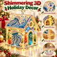 thumbnail image 4 of 3D Christmas House Pearl Art Kit, Lighted DIY Diamond Art Craft with Rhinestones and Pearl Beads, Plastic Tabletop Holiday Decor, by Zovey, 4 of 8