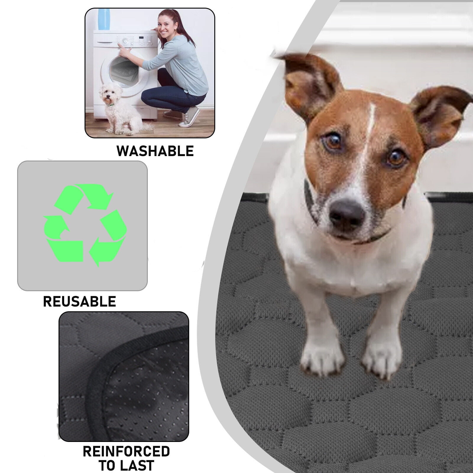 Non-Slip Dog Pads 26.3 x 19.6 inch, Washable Puppy Pads with Fast Absorbent, Waterproof Training Pad for Kennel