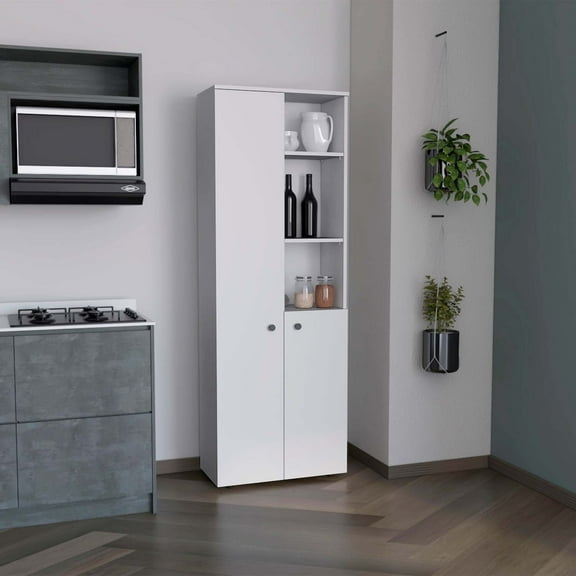 FM FURNITURE Nolic Multistotage with 5-tier storage shelves and 2 doors White