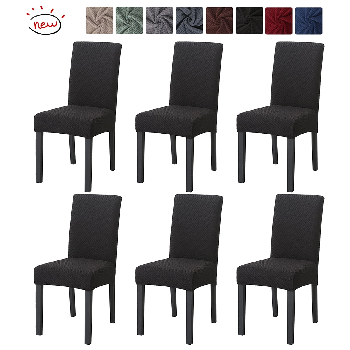 CJC 6 Pack Dining Chair Covers Knitted Stretch Armless Chair Slipcovers