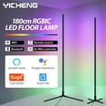 thumbnail image 2 of Lámpara de pie LED RGBIC de 180CM, luz de esquina moderna con Control remoto por aplicación inteligente Tuya, luz atmosférica de pie, decoración del hogar, 2 of 4