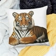 thumbnail image 2 of Autua Tiger Stripes Pillowcase High-Quality Short Plush Home Decor 12x12in, 2 of 5