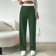 thumbnail image 6 of Oksale Straight Leg Yoga Pants for Women Fuzzy Fleece Lined Winter Warm Wide Leg Pants with Pockets High Waisted Soft Cozy Fashion Trousers Green S, 6 of 10