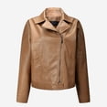 thumbnail image 3 of Gytharion Women's Plus Size Faux Leather Biker Jackets Zip Front Turn Down Collar Faux Leather Jackets Long Sleeve Cropped Moto Jackets with Pockets, 3 of 7