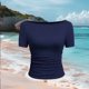 thumbnail image 3 of Tops Casuales sin Mangas para Mujeres Camiseta de Moda Blusa Elasticidad Suelta Cuello Redondo Tops de Color Sólido para Mujeres, 3 of 5