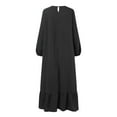 thumbnail image 4 of MIXUE Summer Dresses for Women Solid Color Round Neck Long Sleeve Casual Maxi Dress Holiday Wear,Black,S, 4 of 4