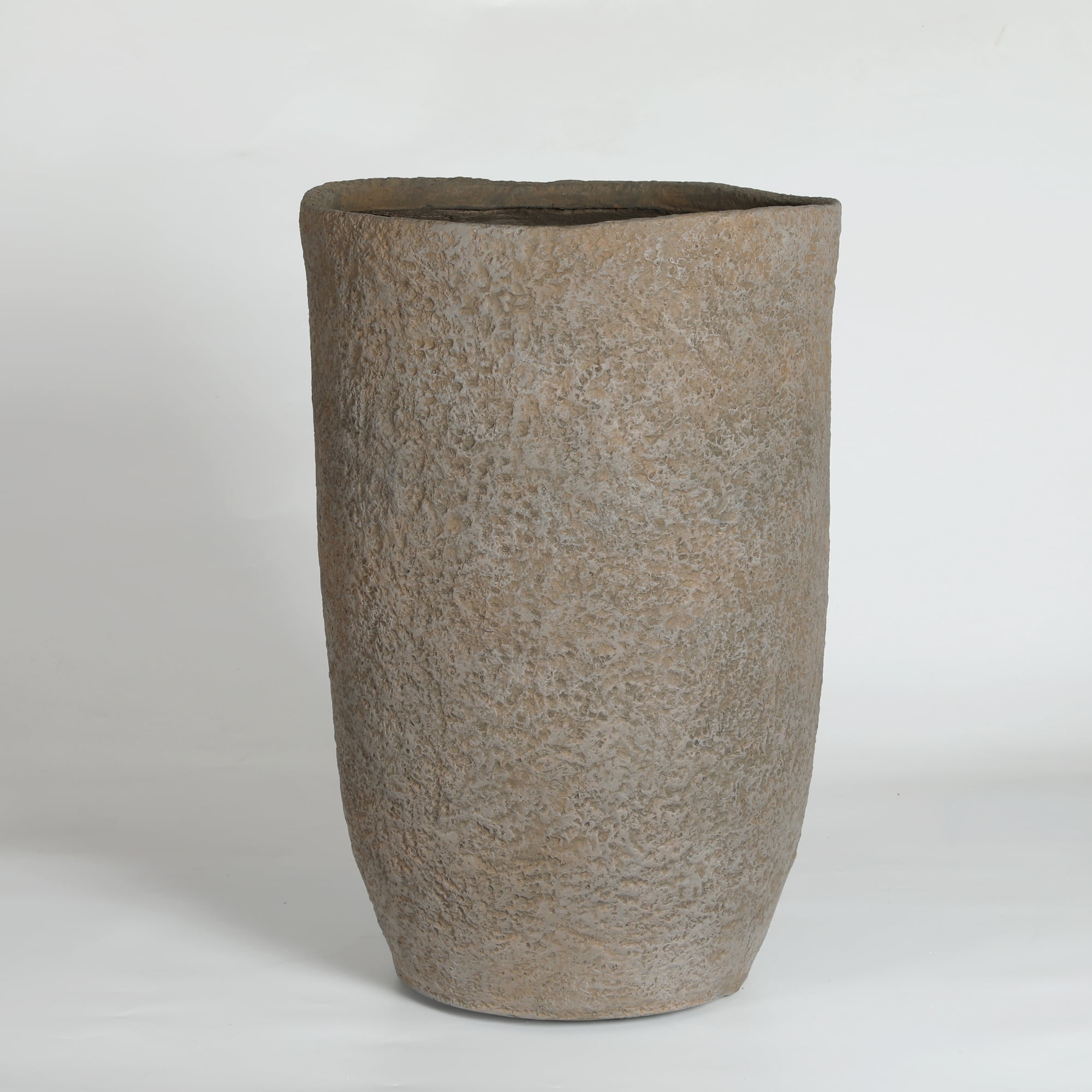 Leumius Concrete Planter Set of 2,Rustic Large Outdoor Indoor Handmade Decorative Planter with Drainage Holes for Home Garden Patio, 14" x 22" & 17" x 26",Coffee