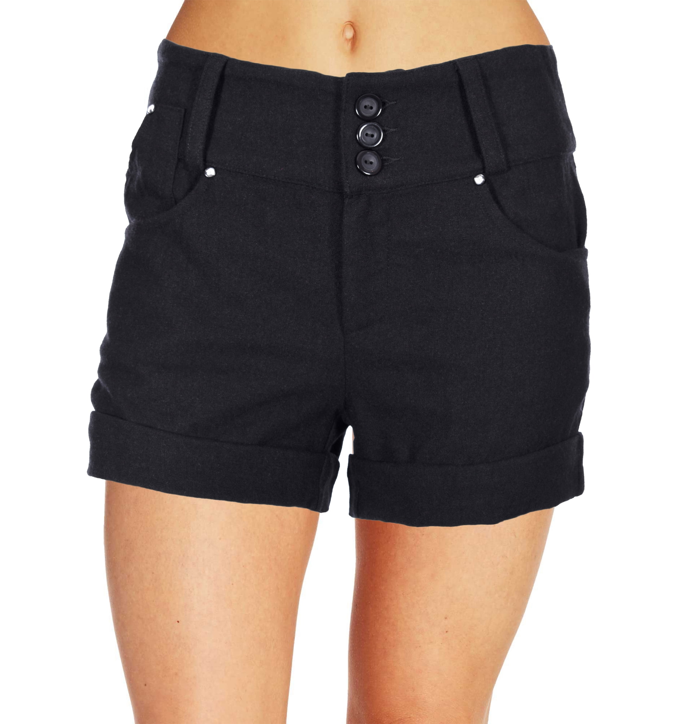 Finesse Women's Button Top Soft Blended Fashion Shorts in Black ...
