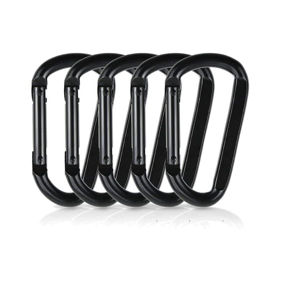 20x Black Carabiners Push Spring Snap Clip Hook Keychain Key D-Ring Hiking Small