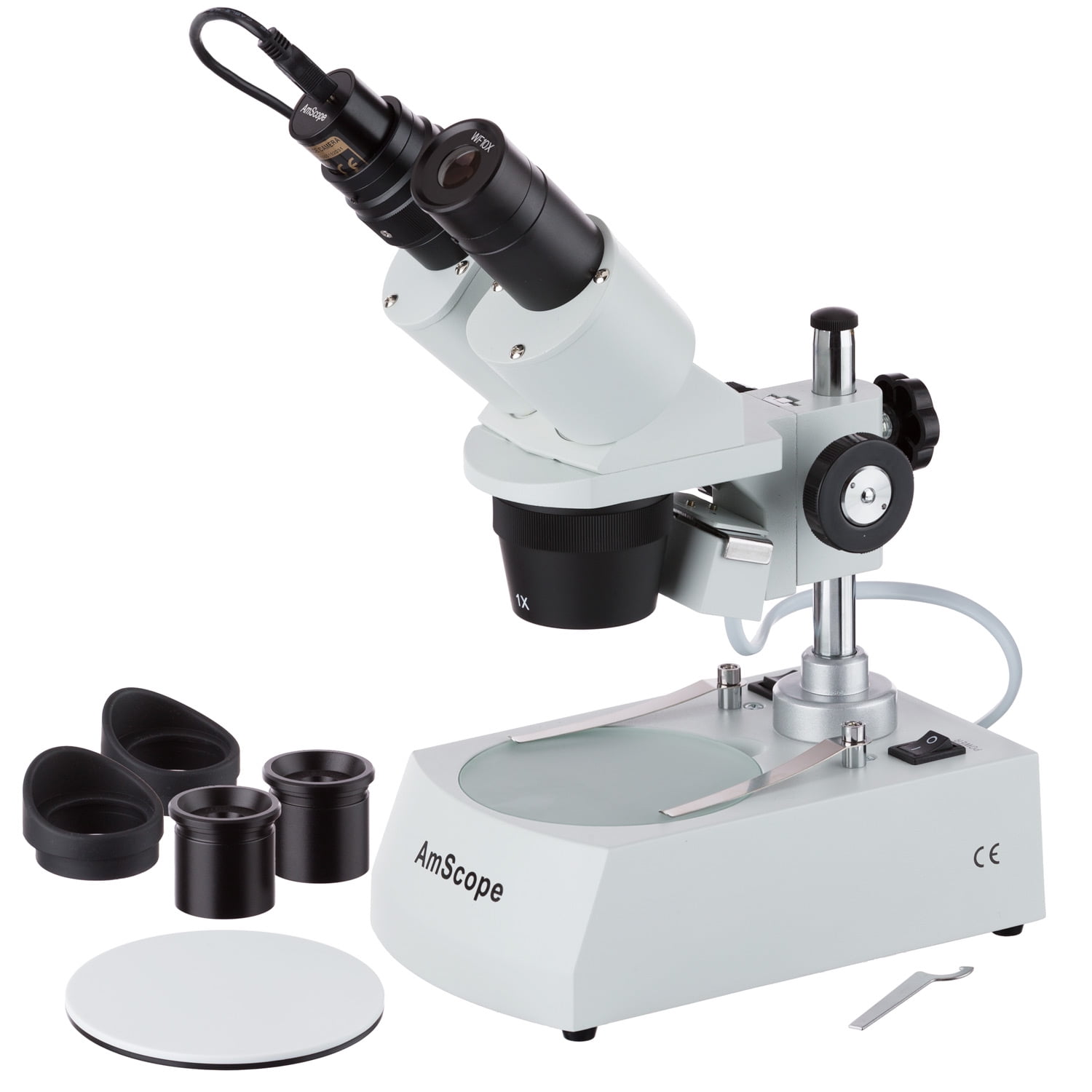 OMAX Binocular Stereo Microscope 10X-30X with Dual LED Lights and 2.0MP USB Camera