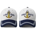thumbnail image 1 of Captain Hat & First Mate | Matching Skipper Boating Baseball Caps | Nautical Marine Sailor Navy Hats, 1 of 6