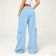 thumbnail image 6 of XIAONU Solid Cargo Wide Leg Pants for Womens Drawstring Waist Flap Side Pockets Sport Trousers, 6 of 9