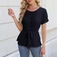 thumbnail image 3 of Tauxra Women Dressy Casual Blouses Summer Peplum Tops Work Pleated Blouse Black XL, 3 of 6