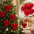 thumbnail image 7 of 6Pcs Velvet Christmas Balls, Flocked Bow Shaped Baubles for Christmas Tree, Shatterproof Flocked Ornaments Balls for Family Holiday Wedding Party Xmas Hanging Decoration(Red), 7 of 7