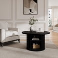 thumbnail image 4 of StorageWorks Tambour Door Round Coffee Table with Storage Shellf, Black, 19.7''H X 35.4''W, 4 of 10