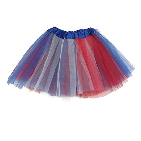 Rush Dance Colorful Ballerina Girls Dress-Up Princess Costume Recital Tutu (Kids 3-8 Years, Red/Blue/White