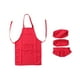 thumbnail image 2 of Juego de cocina infantil completo de chef, incluye gorro, delantal y funda para cocinar, hornear, pintar y decorar fiestas, tamaño mediano para niños de 4 a 8 años (rojo)., 2 of 8