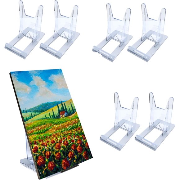 6 PCS Transparent Plastic Decorative Plate Holder, Book Display Stand, Easels and Plate Holder or Plate Holder Photo Frame Stand