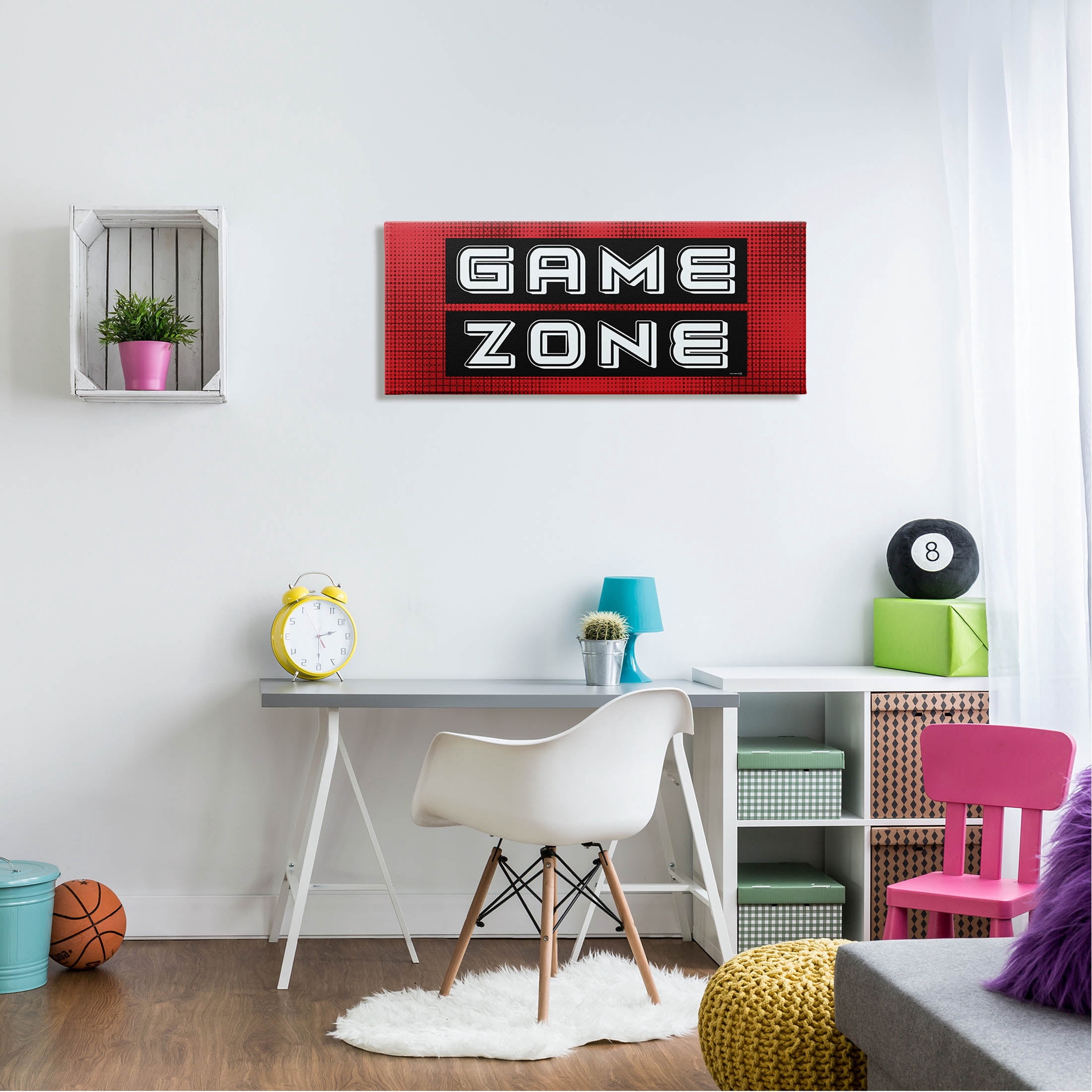 Video Game Zone Patterned Art for Kids Graphic Art Gallery Wrapped Canvas Print Wall Art