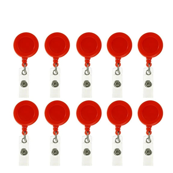 SKISUNO 10Pcs Stainless Steel Badge Reels Retractable with Alligator Clip for Security Access
