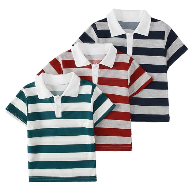 Zpanxa Chemise Garçon à Boutons Été Col Rayé Mode Manches Courtes Ensemble Décontracté en Coton 7-8 Ans