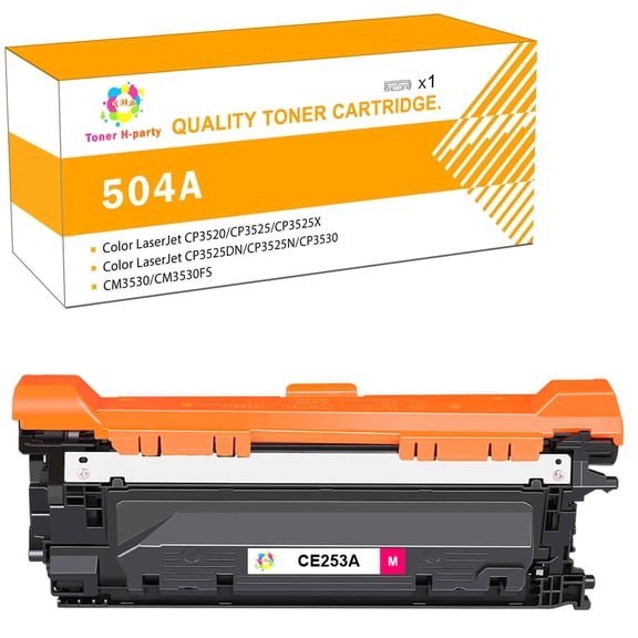 Toner H-Party Toner Cartridge Compatible for CE253A Use with Color LaserJet CP3520 CP3525 CP3525X CP3525DN CP3525N CP3530, CM3530 CM3530FS (Magenta,1-Pack)