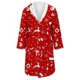 thumbnail image 4 of Women's Fleece Plush Robe Long Warm Plush Bathrobe Loungewear Jacket Printed Comfort Robe, 4 of 5