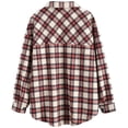 thumbnail image 2 of Women's Plaid Long Sleeve Button Down Wool Blend Shirt Jacket Blouse, 2 of 8