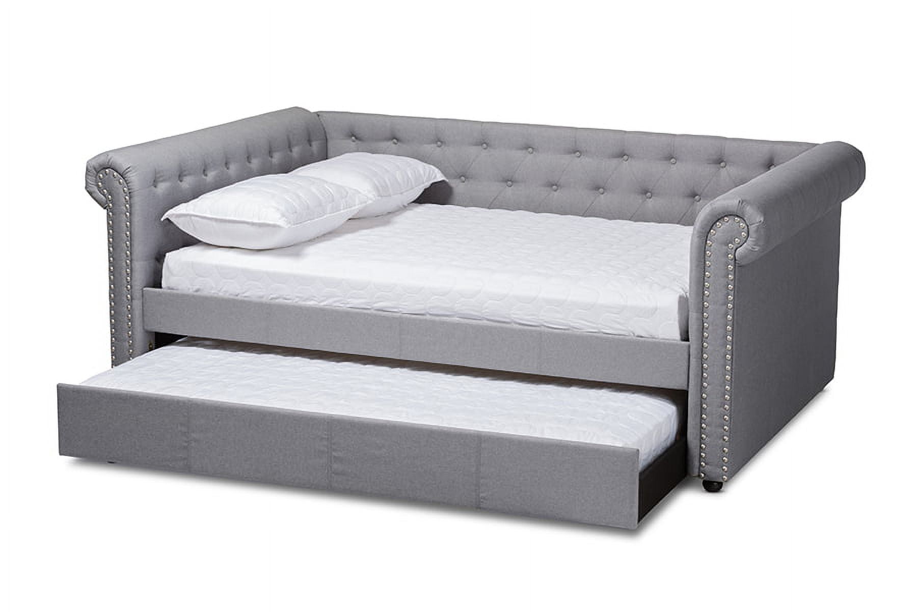 Baxton Studio Mabelle Gray Upholstered Queen Size Daybed With Trundle ...