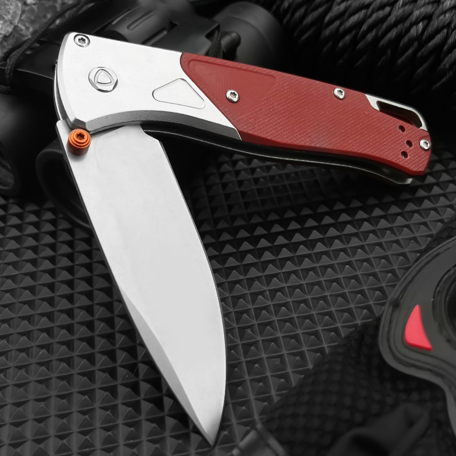 2.95" D2 Steel EDC Pocket Knife, G10 Handle Folding Knife with Lanyard Hole & Pocket Clip for Camping, Hiking, Everyday Carry