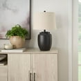 thumbnail image 3 of 24" Black Farmhouse Ceramic Pottery Jug Table Lamp for Bedside Table, Living Room, Office, Entryway, 3 of 14