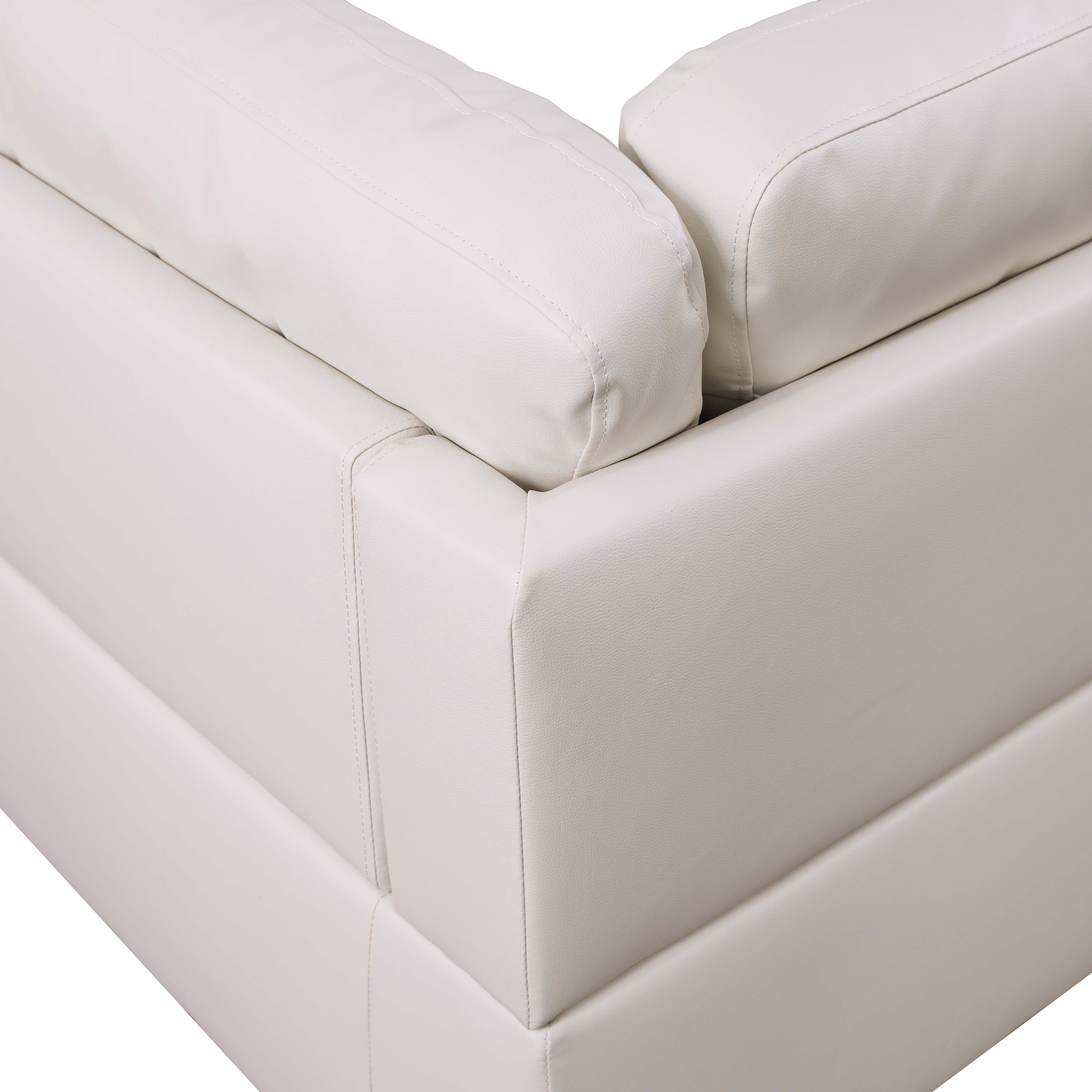 MAYEERTY 103.5" Modern Semi PU Leather 3-Piece Couch Set - White Black Stylish Contrast for Living Room