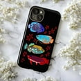 thumbnail image 5 of Colorful Fish Art Phone Case, Vibrant Aquarium Sea Life Design on Black Background, Protective iPhone Cover Fits iPhone 16 15 14 13 12 11 Pro Max Mini, 5 of 6