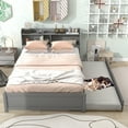 thumbnail image 2 of Full Size Platform Bed with Bookcase Headboard and Pull Out Trundle,  Gray, 2 of 7