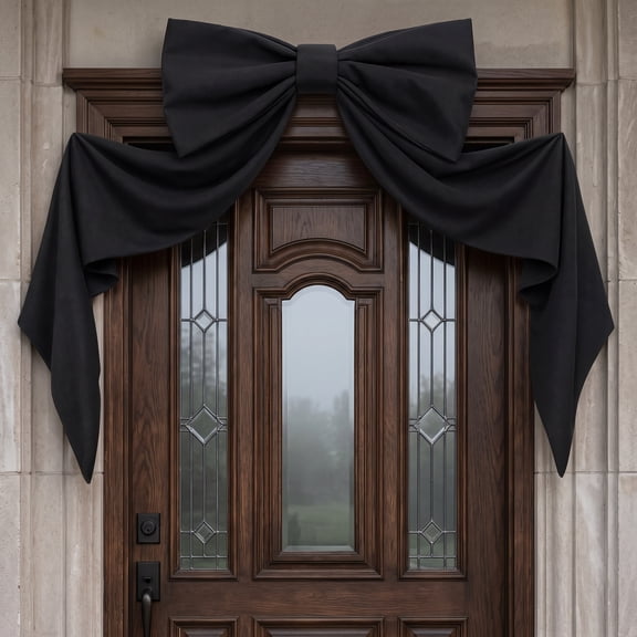 Giant Black Bow Halloween Decor, 48 Inch Halloween Wall Decoration for Front Door, Indoor Halloween Party Hanging Bow