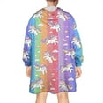 thumbnail image 2 of Wearable Oversized Blanket,Colorful Stripe Unicorn Pattern Wearable Blanket Hoodie for Adults,Cozy Hooded Blankets with Super Pockets,Super Warm Fuzzy Pullover for Women & Men, 2 of 6