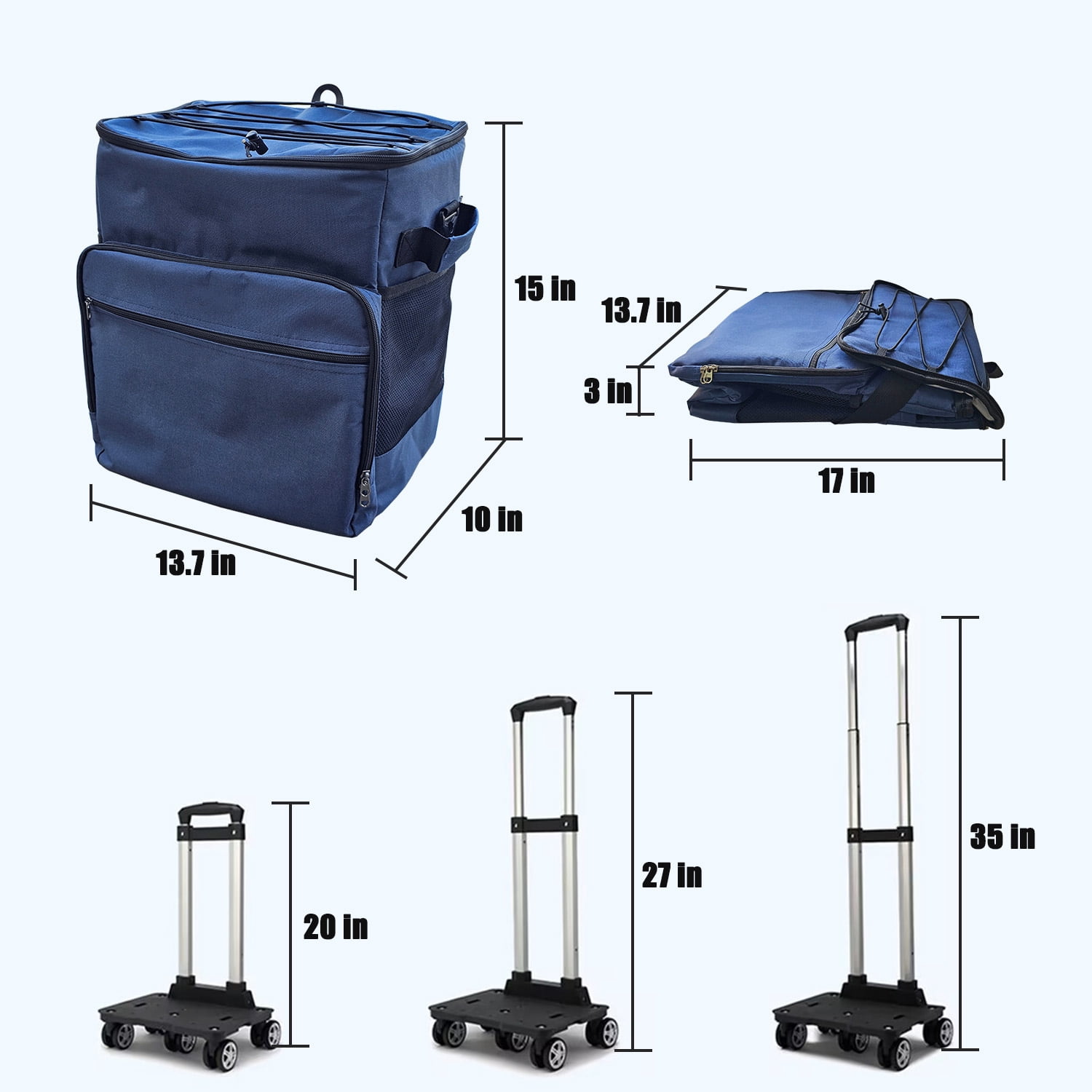 Portable Cooler with Wheels and Handle Collapsible Rolling Cooler Leakproof Insulated Soft Cooler Bag for Beach Camping Patio Travel Outdoor Ball Fields