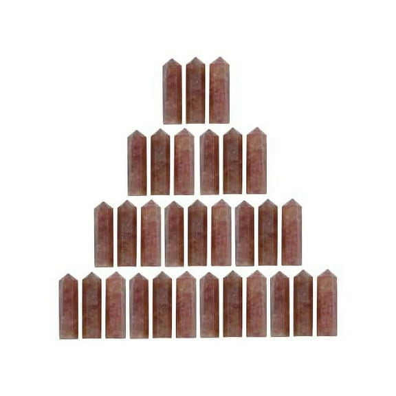 Strawberry Quartz Crystal Hexagonal Points, DIY Jewelry Making (3 pcs)