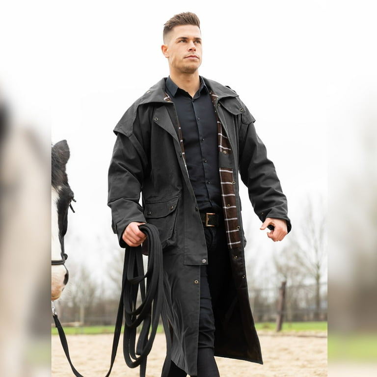 RESISTANCE Premium Oilskin Duster Coat Waterproof Cotton Unisex Cowboy Cowgirl Western Workwear RESISTANCE Premium Oilskin Duster Coat Waterproof Cotton Unisex Cowboy Cowgirl Western Workwear