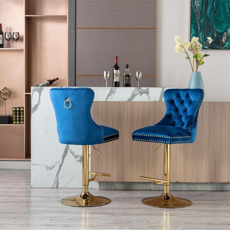 HOT Counter Height Royal Blue Bar Stools Set Of Swivel Bar