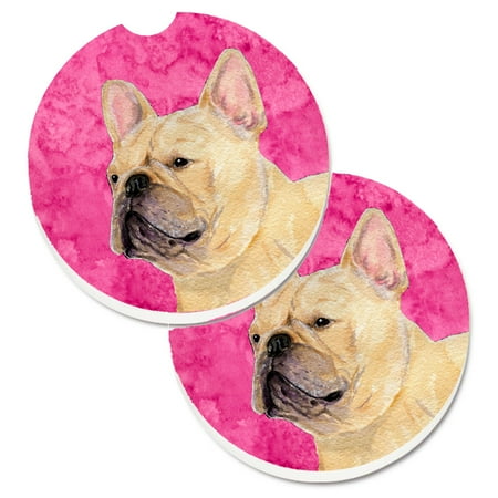 

Carolines Treasures SS4761-PKCARC Pink French Bulldog Set of 2 Cup Holder Car Coasters Large multicolor