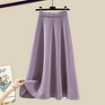 thumbnail image 5 of Letdown Womens 2 Piece Skirt Sets Sping Fall Fashion 2025 2026 Crew Neck Ribbed Knit Sweaters And Pleated Skirt (Purple2,L), 5 of 5