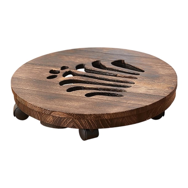 Bandeja móvil para macetas, soporte de madera con ruedas para macetas, ajustable, para uso interior y exterior. Estilo A de 21 cm