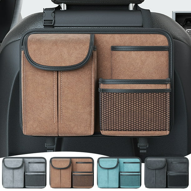 Bolsa de Almacenamiento para El Respaldo Del Asiento Del Coche, Organizador Colgante Multifunción, Cuero Resistente, Diseño Espacioso de Cuatro Capas, Organizador Interior, Ganchos Duraderos, Color C