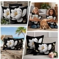 thumbnail image 5 of 2 Pack Outdoor Waterproof Throw Pillow Covers,Spring White Floral Flower on Black Decorative Square Patio Pillowcases for Chair Couch Sofa 16x16in, 5 of 9