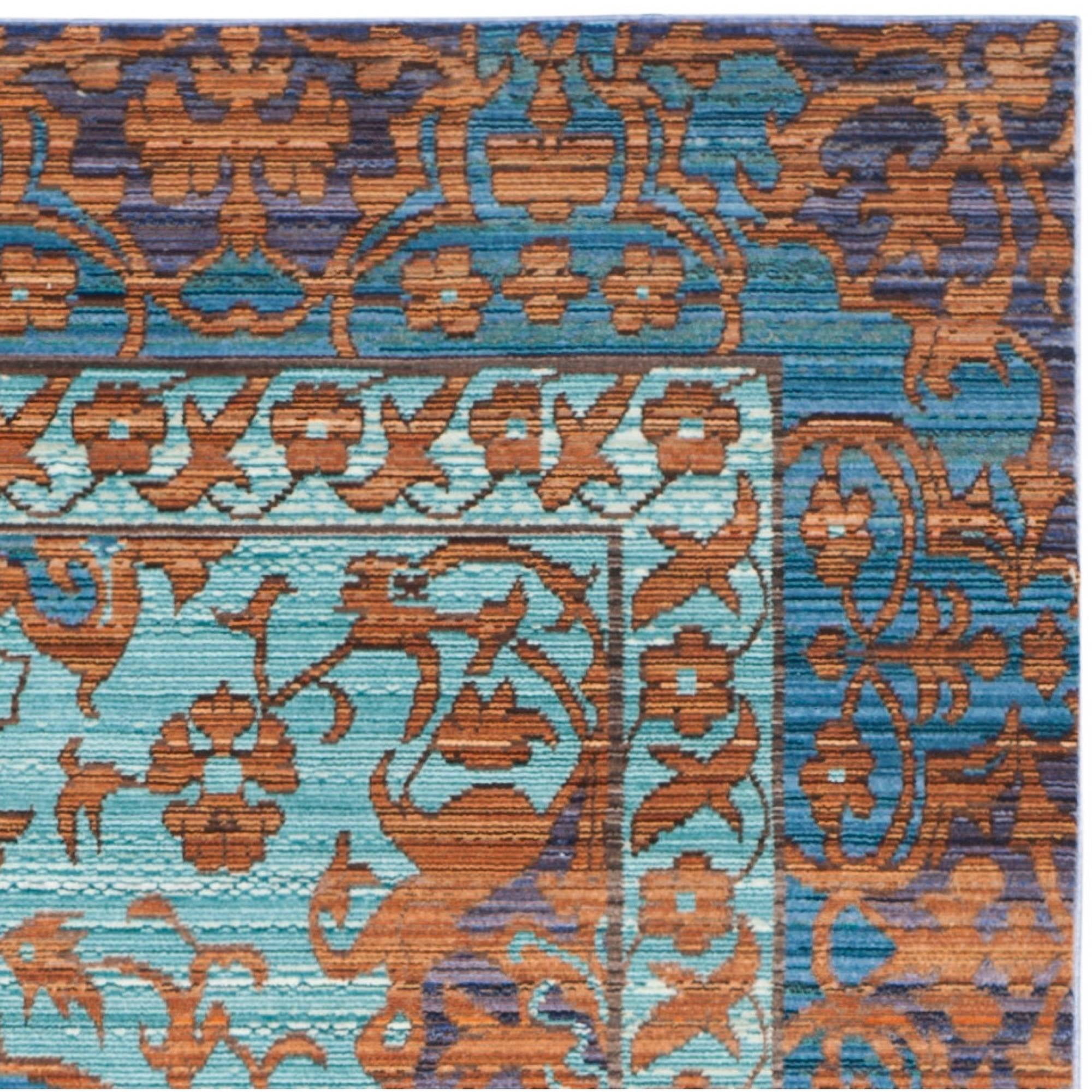SAFAVIEH Valencia Jerrald Traditional Polyester Area Rug, Blue/Gold, 4' x 6'