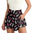 thumbnail image 2 of Womens Yoga Shorts Breathable High Waist Stylish Print Side Pocket Gym Shorts for Sporty Wear Black L, 2 of 5